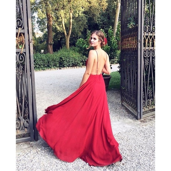 Reformation Dress Callalily Wrap Backless Slit Maxi Red Lipstick 2 NWT - Picture 10 of 12